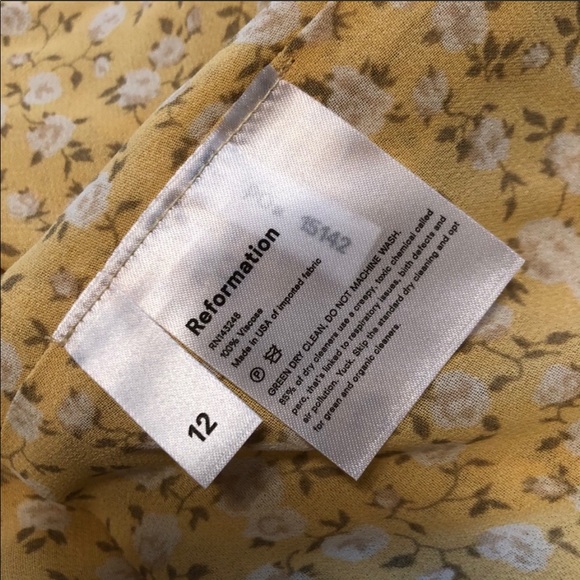 NWT REFORMATION Christine Yellow Mini Dress - Picture 6 of 7